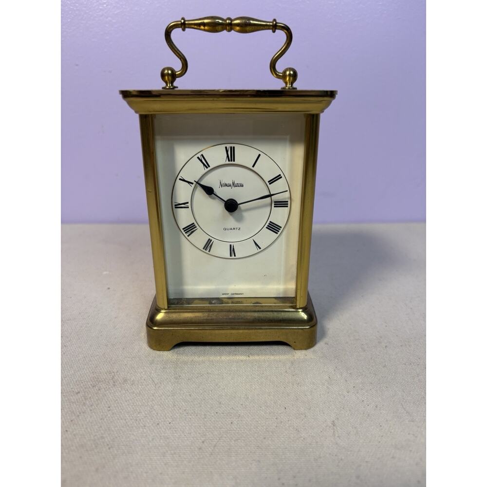 Neiman Marcus Quartz Gold Tone Carriage Clock West Germany